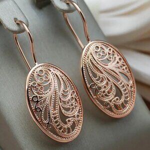 Geometric Vintage Cutout Pattern Women's Earrings 18k Gold Plated